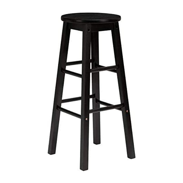 PJ Wood Classic Round Seat 24 Inch Kitchen and Counter Stools, Black (4 Pack)