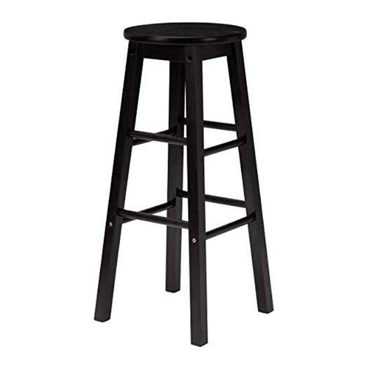 PJ Wood Classic Round Seat 24 Inch Kitchen and Counter Stools, Black (4 Pack)