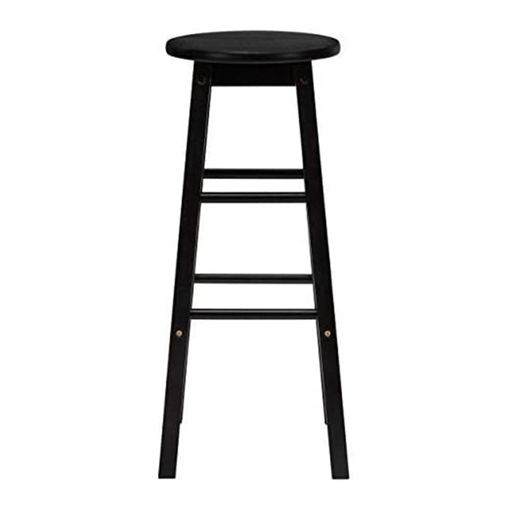 PJ Wood Classic Round Seat 24 Inch Kitchen and Counter Stools, Black (4 Pack)