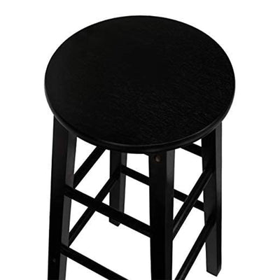 PJ Wood Classic Round Seat 24 Inch Kitchen and Counter Stools, Black (4 Pack)