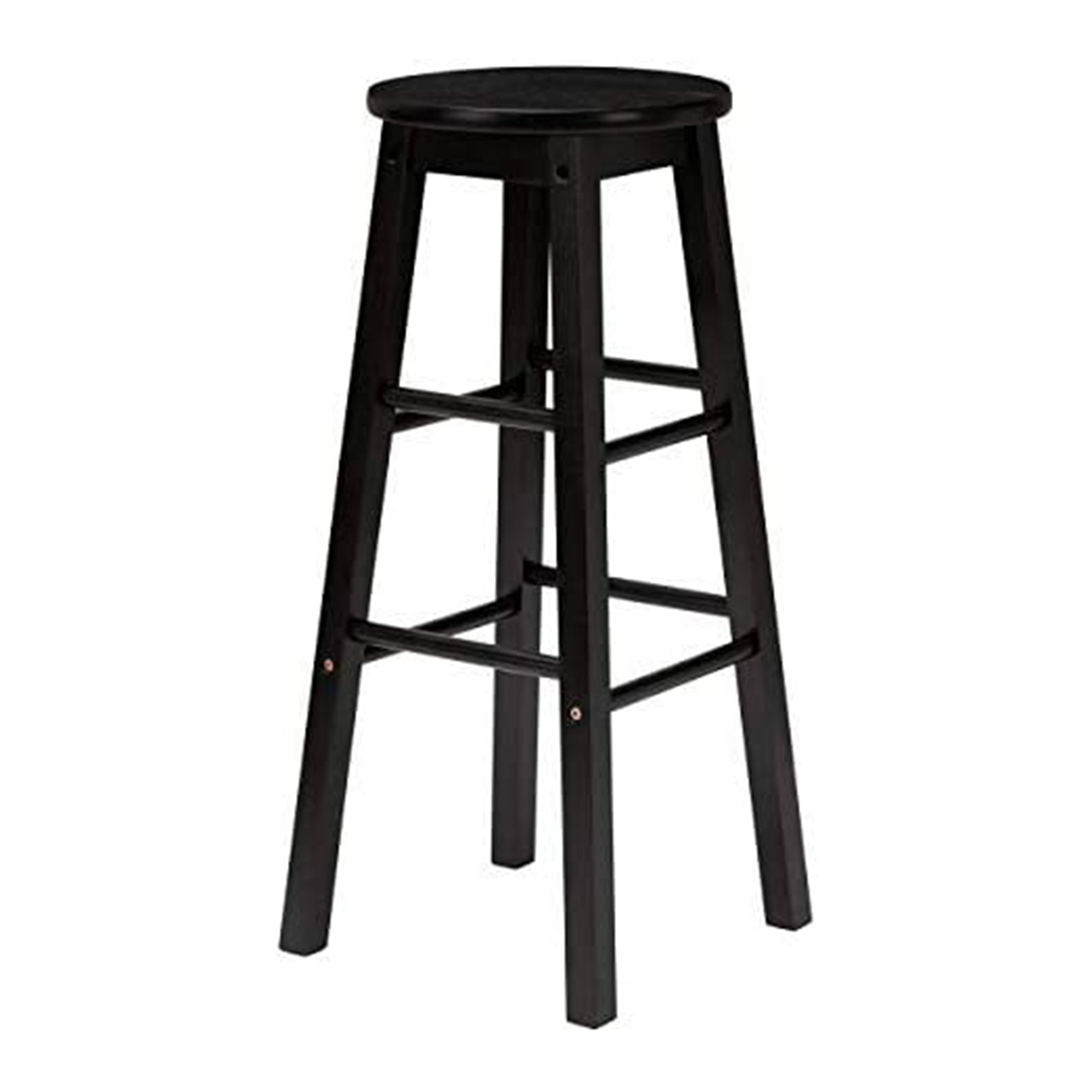 PJ Wood Classic Round Seat 24 Inch Kitchen and Counter Stools, Black (6 Pack) - VMInnovations