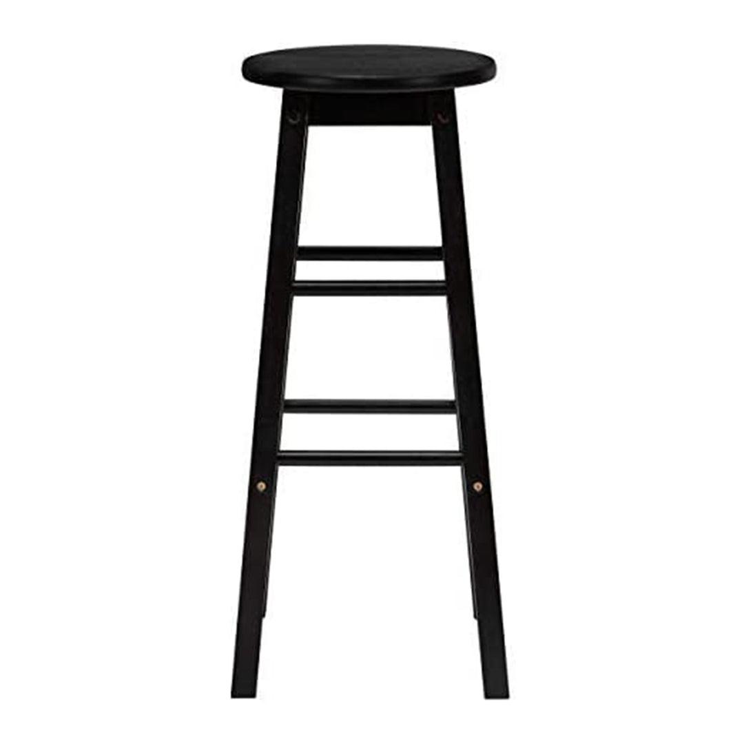 PJ Wood Classic Round Seat 24 Inch Kitchen and Counter Stools, Black (6 Pack)