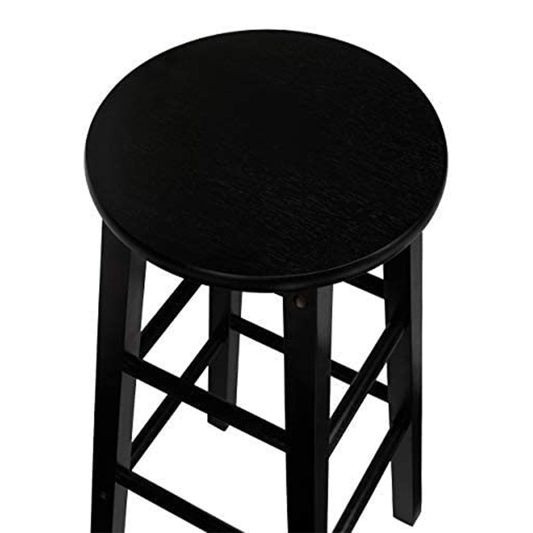 PJ Wood Classic Round Seat 24 Inch Kitchen and Counter Stools, Black (6 Pack)