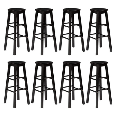 PJ Wood Classic Round Seat 24 Inch Kitchen and Counter Stools, Black (8 Pack) - VMInnovations