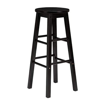 PJ Wood Classic Round Seat 24 Inch Kitchen and Counter Stools, Black (8 Pack)