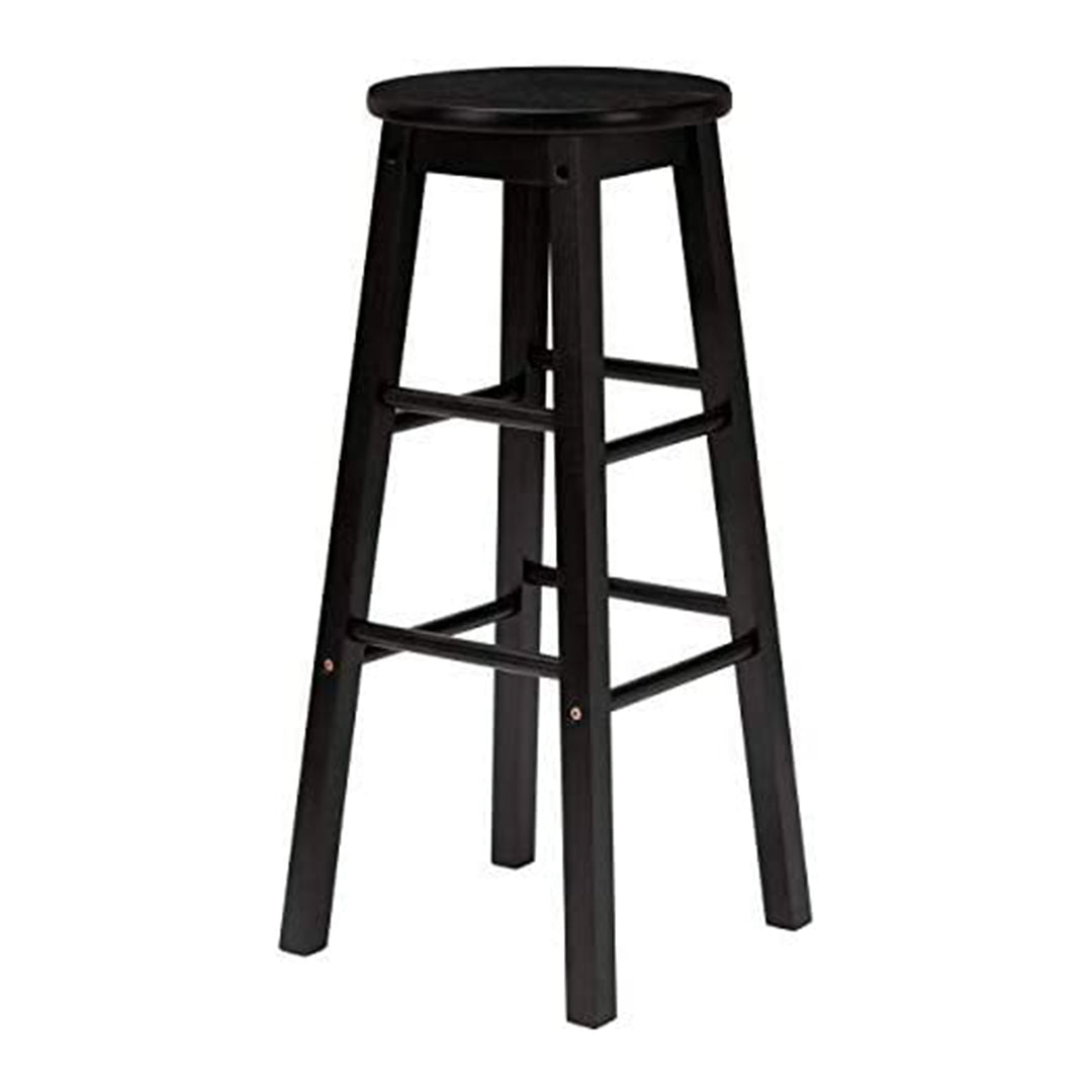 PJ Wood Classic Round Seat 24 Inch Kitchen and Counter Stools, Black (8 Pack)