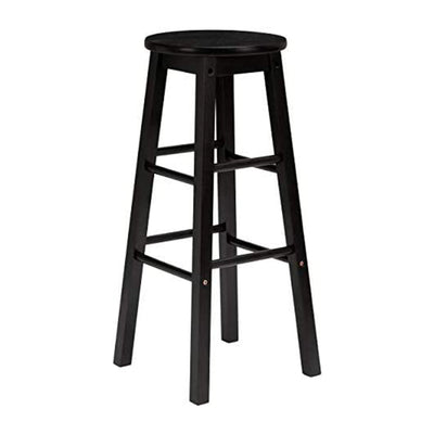 PJ Wood Classic Round Seat 24 Inch Kitchen and Counter Stools, Black (10 Pack) - VMInnovations