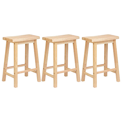 PJ Wood Classic Saddle Seat 29" Tall Kitchen Counter Stools, Natural (3 Pack) - VMInnovations