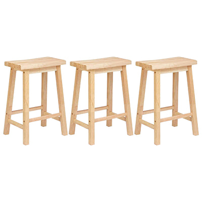 PJ Wood Classic Saddle Seat 29" Tall Kitchen Counter Stools, Natural (3 Pack)