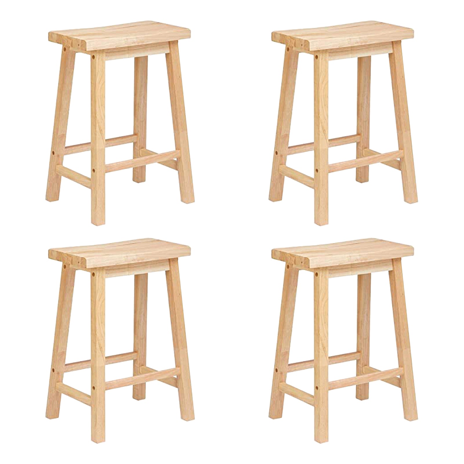 PJ Wood Classic Saddle Seat 29" Tall Kitchen Counter Stools, Natural (4 Pack) - VMInnovations
