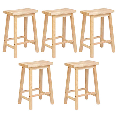 PJ Wood Classic Saddle Seat 29" Tall Kitchen Counter Stools, Natural (5 Pack) - VMInnovations
