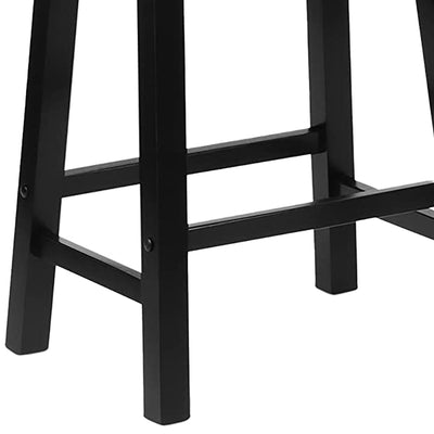 PJ Wood Classic Saddle Seat 24" Tall Kitchen Counter Stools, Black (Set of 4)