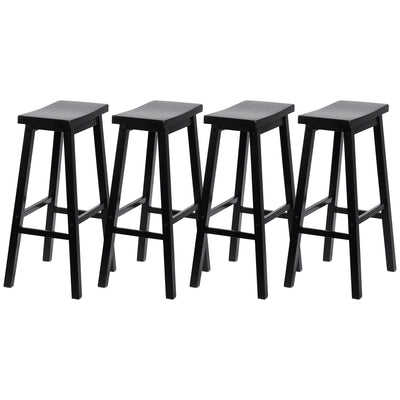 PJ Wood Classic Saddle Seat 29 Inch Tall Kitchen Counter Stools, Black (4 Pack) - VMInnovations