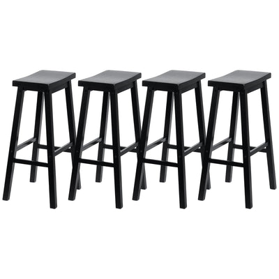 PJ Wood Classic Saddle Seat 29 Inch Tall Kitchen Counter Stools, Black (4 Pack)