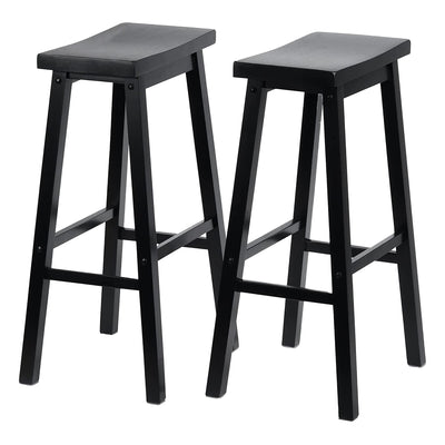 PJ Wood Classic Saddle Seat 29 Inch Tall Kitchen Counter Stools, Black (4 Pack) - VMInnovations