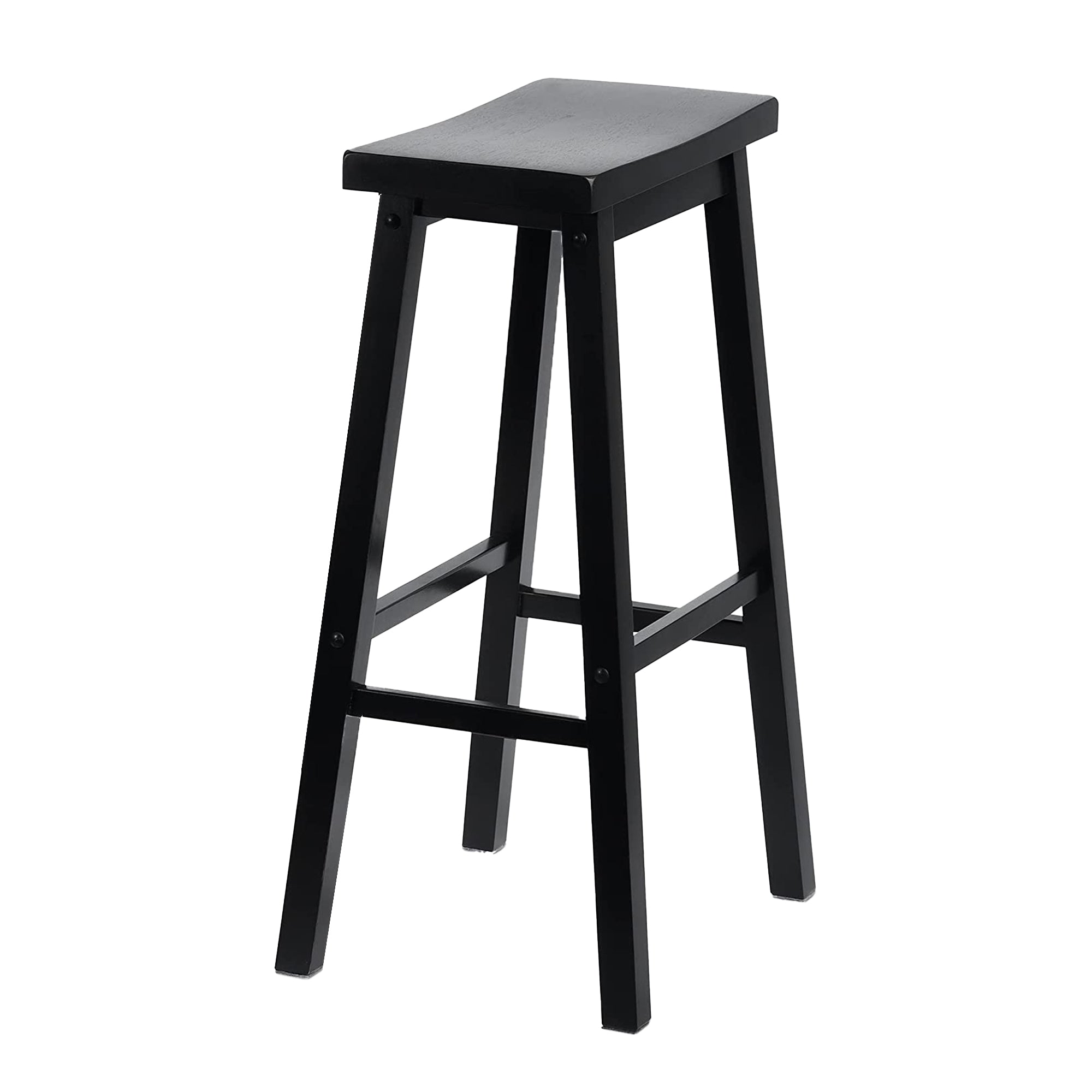 PJ Wood Classic Saddle Seat 29 Inch Tall Kitchen Counter Stools, Black (4 Pack) - VMInnovations
