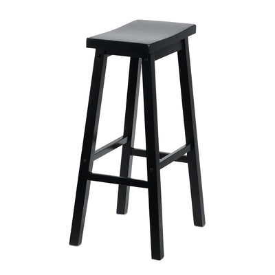 PJ Wood Classic Saddle Seat 29 Inch Tall Kitchen Counter Stools, Black (4 Pack) - VMInnovations