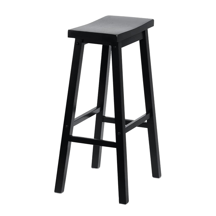 PJ Wood Classic Saddle Seat 29 Inch Tall Kitchen Counter Stools, Black (4 Pack)