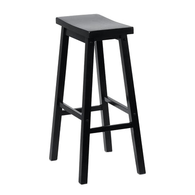 PJ Wood Classic Saddle Seat 29 Inch Tall Kitchen Counter Stools, Black (4 Pack) - VMInnovations