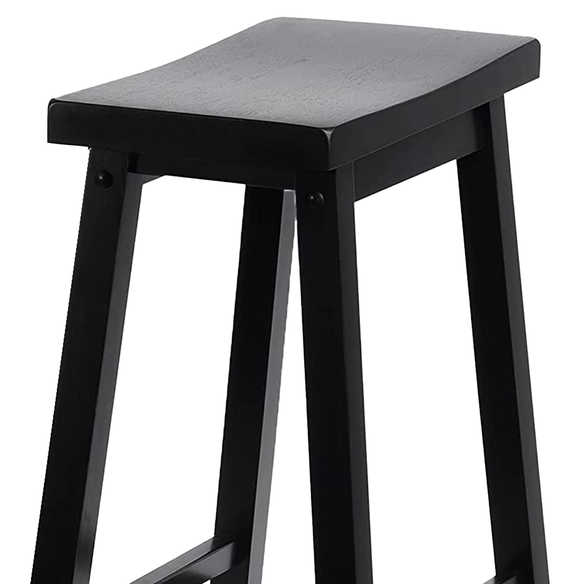 PJ Wood Classic Saddle Seat 29 Inch Tall Kitchen Counter Stools, Black (4 Pack) - VMInnovations
