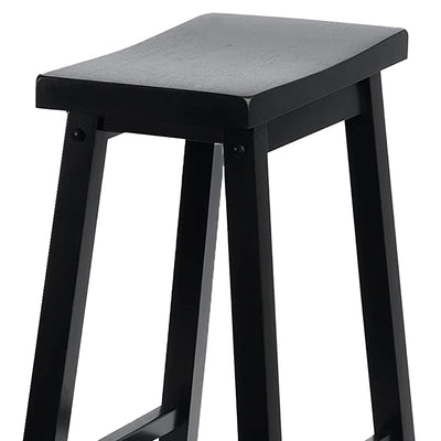 PJ Wood Classic Saddle Seat 29 Inch Tall Kitchen Counter Stools, Black (4 Pack) - VMInnovations