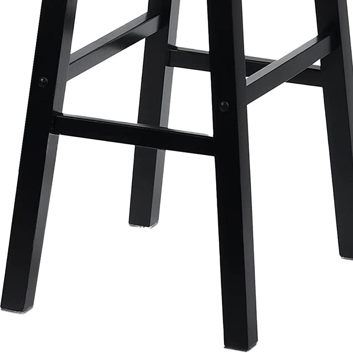 PJ Wood Classic Saddle Seat 29 Inch Tall Kitchen Counter Stools, Black (4 Pack)