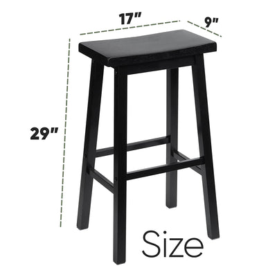 PJ Wood Classic Saddle Seat 29 Inch Tall Kitchen Counter Stools, Black (4 Pack) - VMInnovations