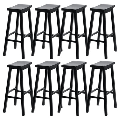 PJ Wood Classic Saddle Seat 29 Inch Tall Kitchen Counter Stools, Black (8 Pack)