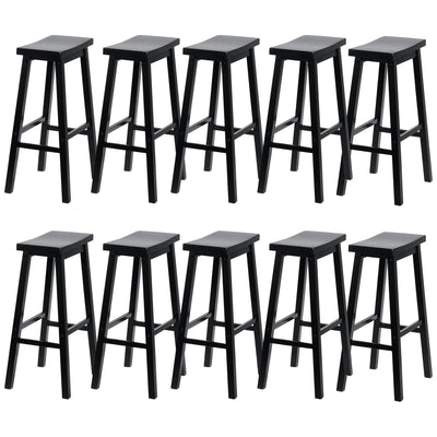 PJ Wood Classic Saddle Seat 29 Inch Tall Kitchen Counter Stools, Black (10 Pack)