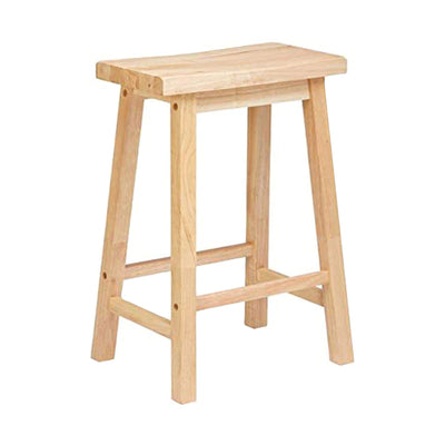 PJ Wood Classic 24 Inch Saddle Seat Kitchen Bar Counter Stool, Natural (3 Pack) - VMInnovations