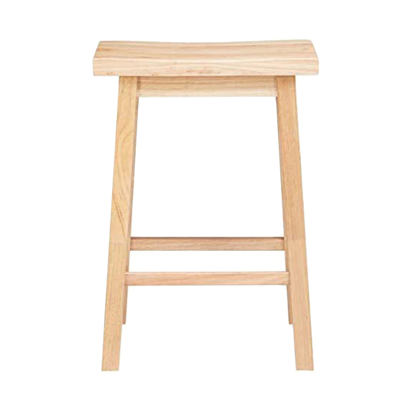 PJ Wood Classic 24 Inch Saddle Seat Kitchen Bar Counter Stool, Natural (3 Pack)