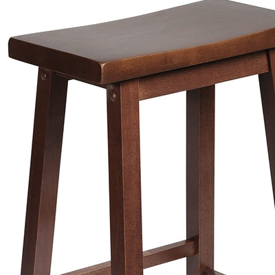 PJ Wood Classic Saddle Seat 24 Inch Kitchen Bar Counter Stool, Walnut (4 Pack) - VMInnovations