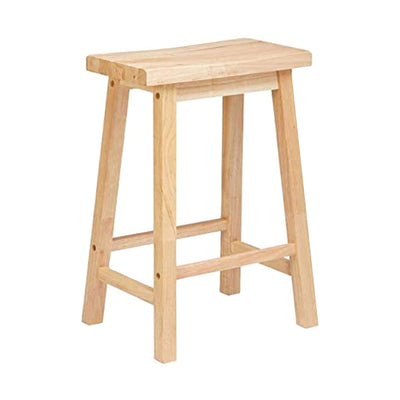 PJ Wood Classic 24 Inch Saddle Seat Kitchen Bar Counter Stool, Natural (4 Pack)