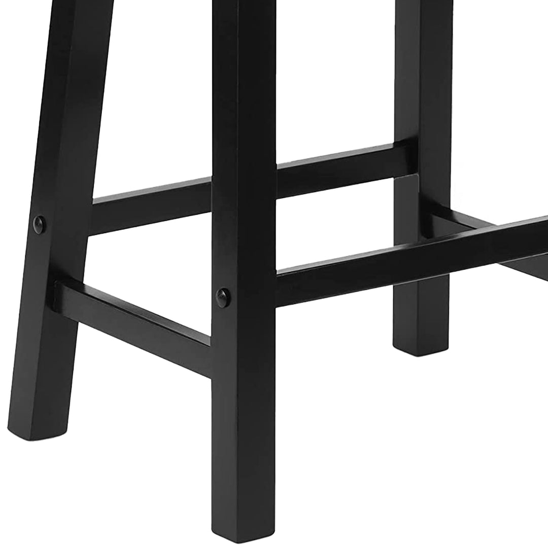 PJ Wood Classic 24 Inch Saddle Seat Kitchen Bar Counter Stool, Black (2 Pack)