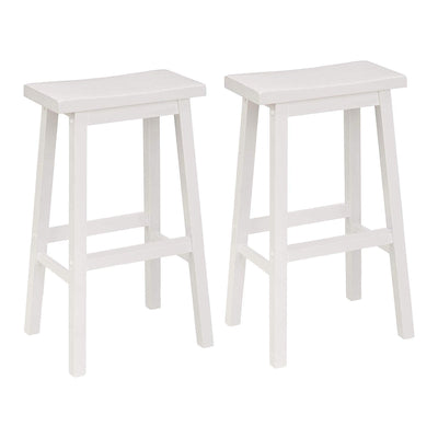 PJ Wood Classic 29 Inch Saddle Seat Kitchen Bar Counter Stool, White (6 Pack) - VMInnovations