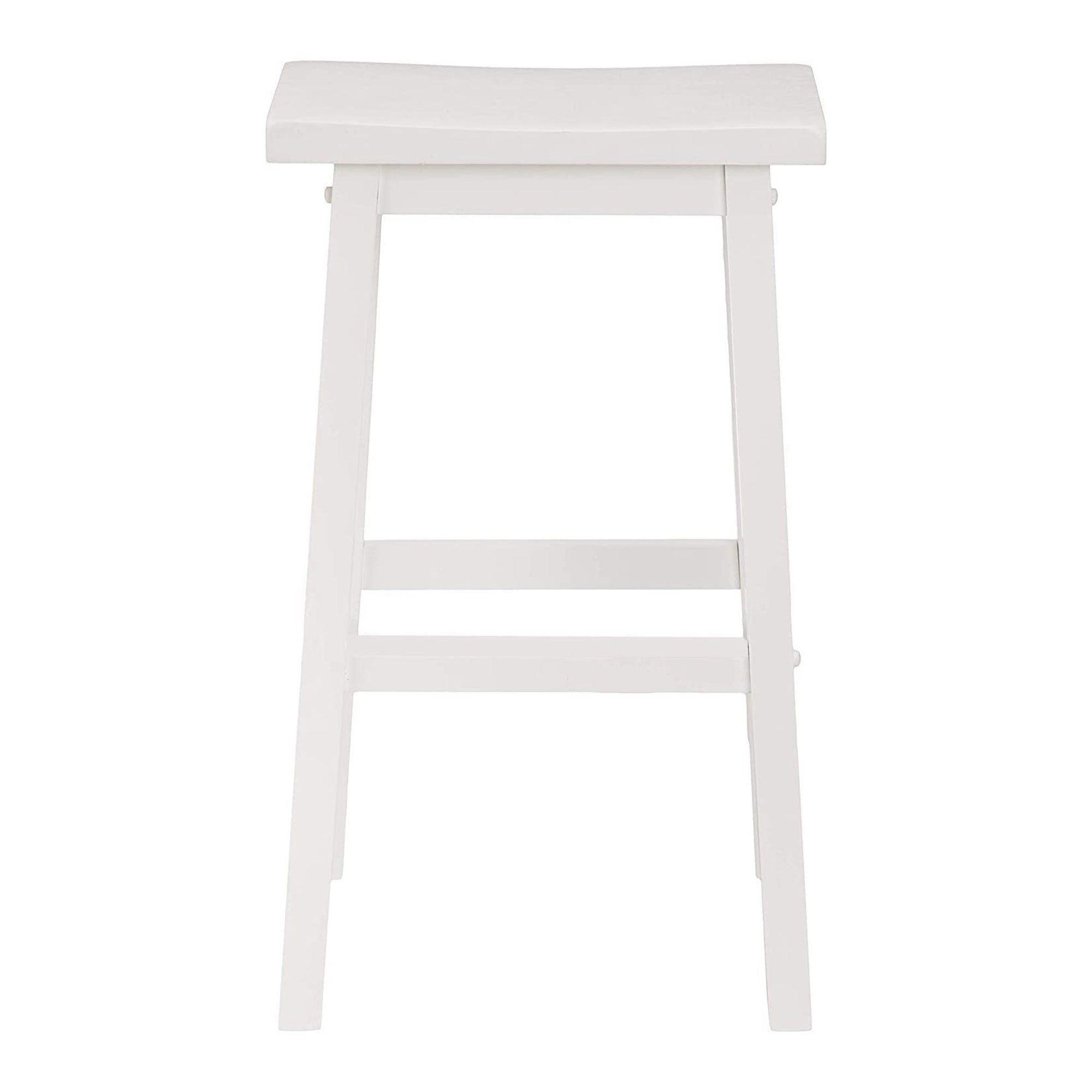 PJ Wood Classic 29 Inch Saddle Seat Kitchen Bar Counter Stool, White (6 Pack) - VMInnovations