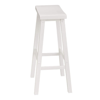 PJ Wood Classic 29 Inch Saddle Seat Kitchen Bar Counter Stool, White (6 Pack) - VMInnovations