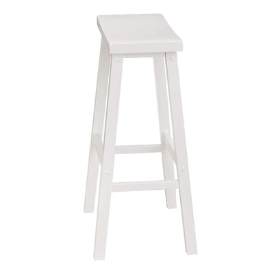PJ Wood Classic 29 Inch Saddle Seat Kitchen Bar Counter Stool, White (6 Pack)