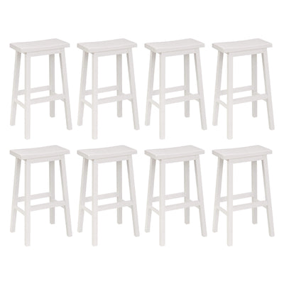PJ Wood Classic 29 Inch Saddle Seat Kitchen Bar Counter Stool, White (8 Pack)