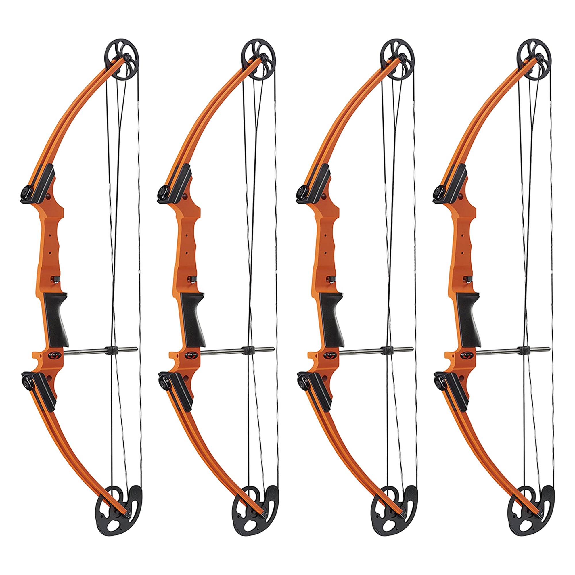 Genesis Original Archery Adjustable Right Handed Compound Bow, Orange (4 Pack)