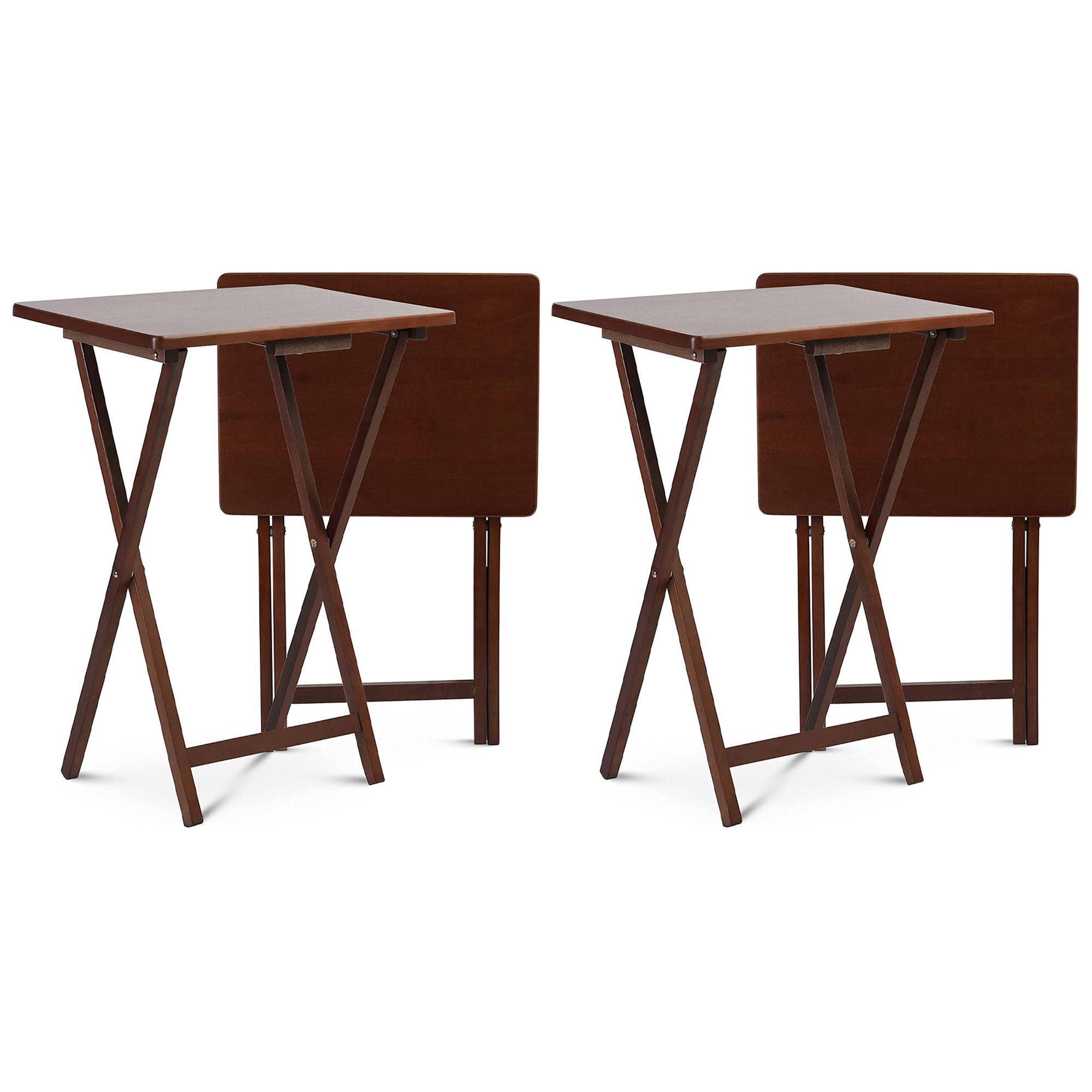 PJ Wood Portable Folding TV Snack Tray Table Desk Stand, Honey Oak (4 Pack) - VMInnovations