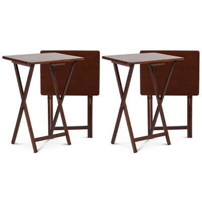 PJ Wood Portable Folding TV Snack Tray Table Desk Stand, Honey Oak (4 Pack) - VMInnovations