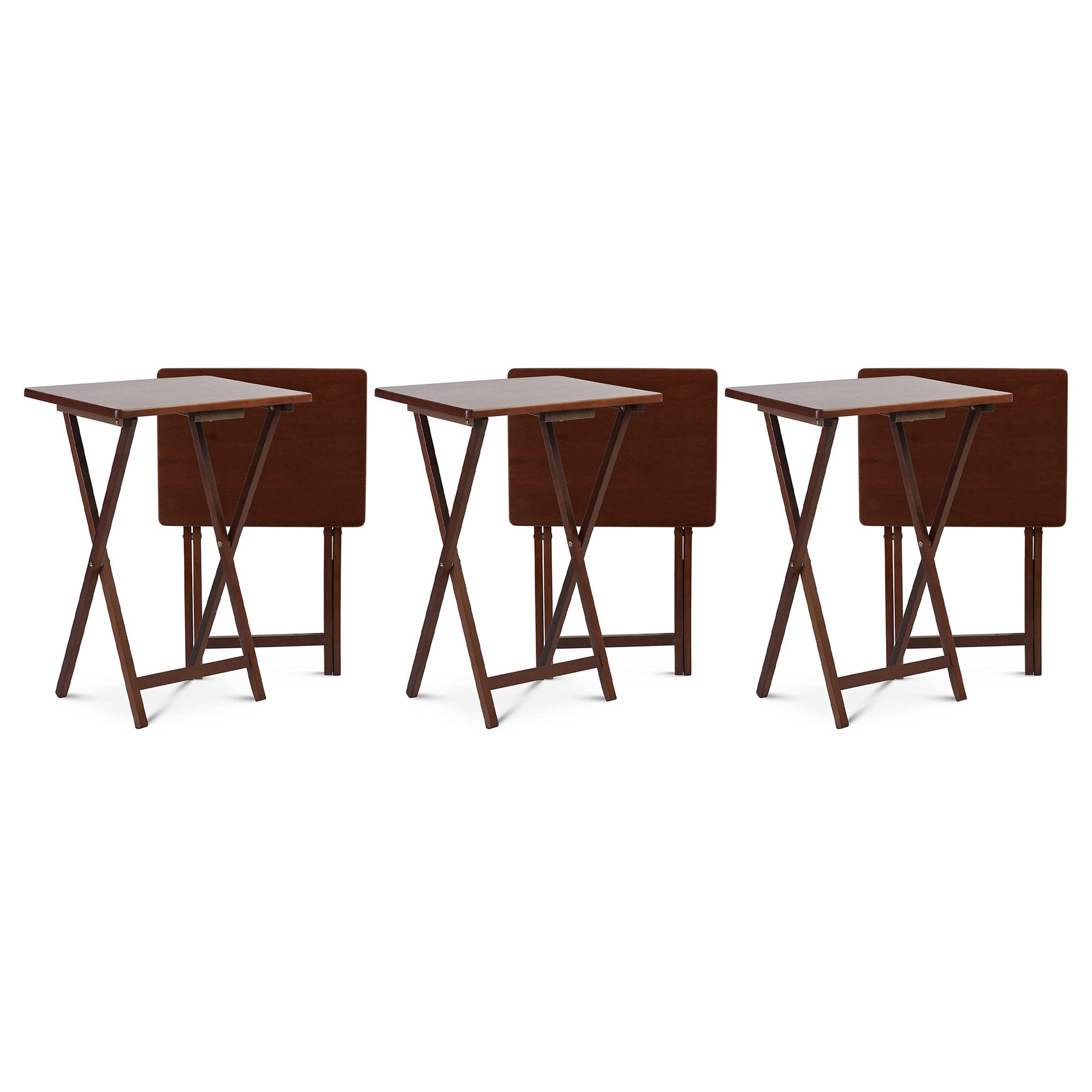 PJ Wood Portable Folding TV Snack Tray Table Desk Stand, Honey Oak (6 Pack) - VMInnovations