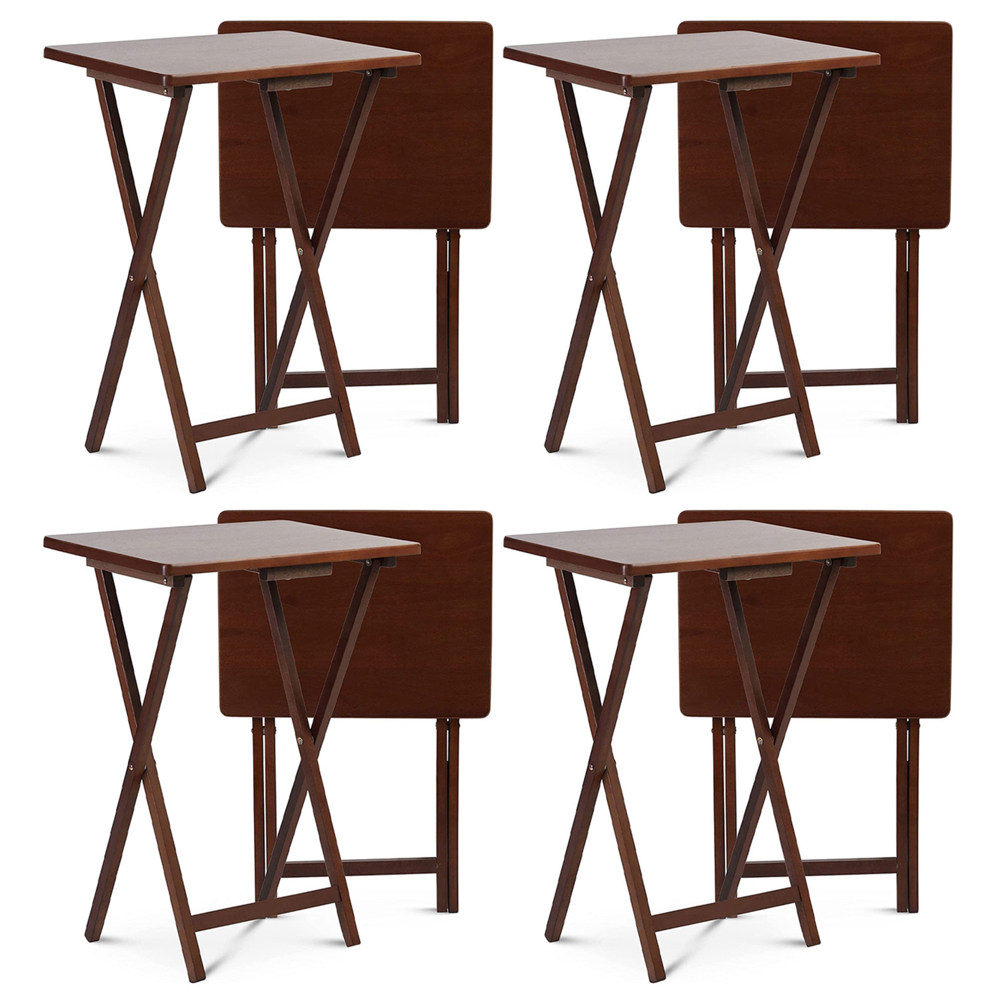 PJ Wood Portable Folding TV Snack Tray Table Desk Stand, Honey Oak (8 Pack)