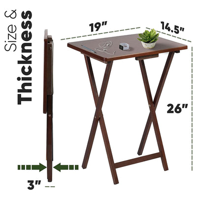 PJ Wood Portable Folding TV Snack Tray Table Desk Stand, Honey Oak (8 Pack)