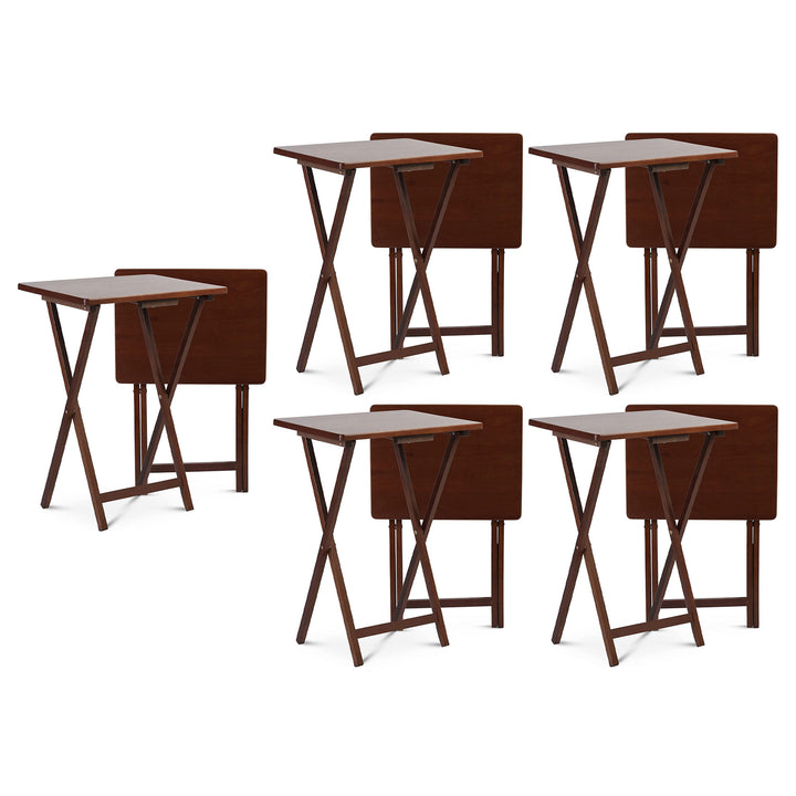 PJ Wood Portable Folding TV Snack Tray Table Desk Stand, Honey Oak (10 Pack)