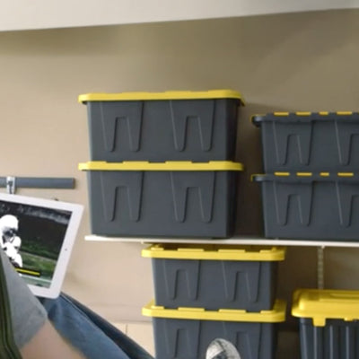 Homz 15 Gal Durabilt Home Storage Container w/Snap Lid, Black/Yellow(2pk) (Used)