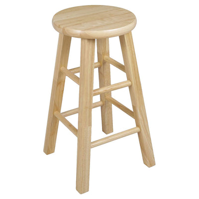 PJ Wood Classic Round Seat 24" Tall Kitchen Counter Stools, Natural (Set of 4) - VMInnovations