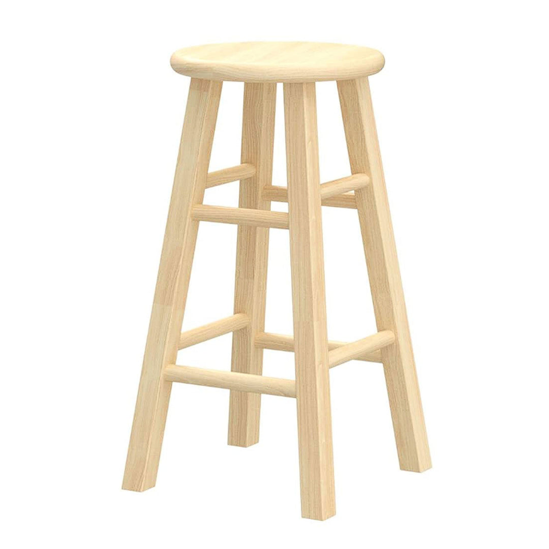 PJ Wood Classic Round Seat 24" Tall Kitchen Counter Stools, Natural (Set of 4)