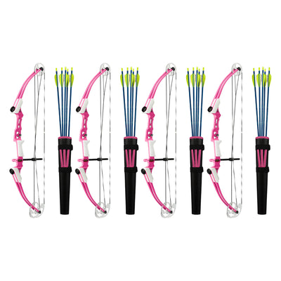 Genesis Archery Mini Right Hand Compound Bow, Arrow & Quiver Set, Pink (4 Pack)